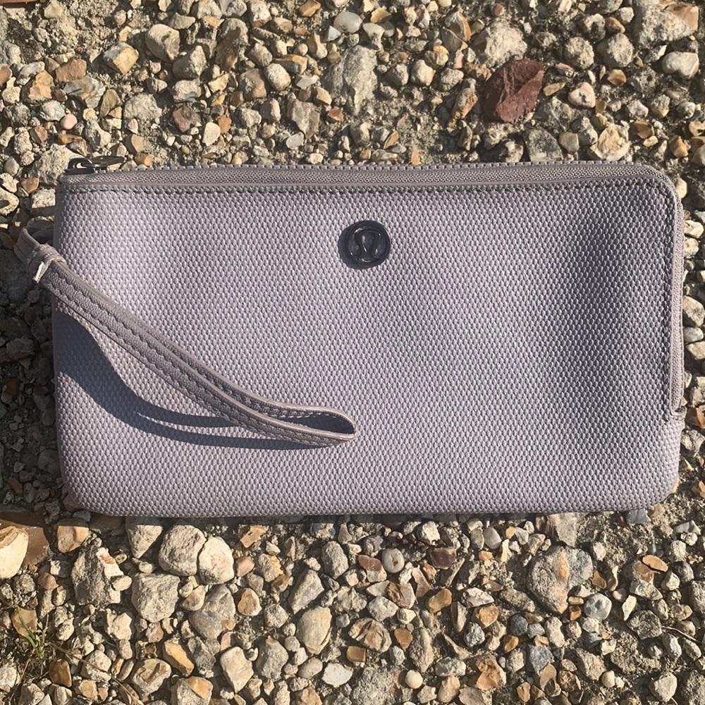 Lululemon Dual Zipper Wallet Wristlet in a Greyish Lavender